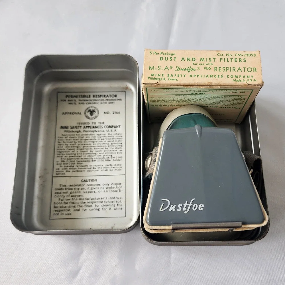 MSA‎ Dustfoe 66 Respirator Dust Mist Filter Mask Vintage Mining Work Safety MCM